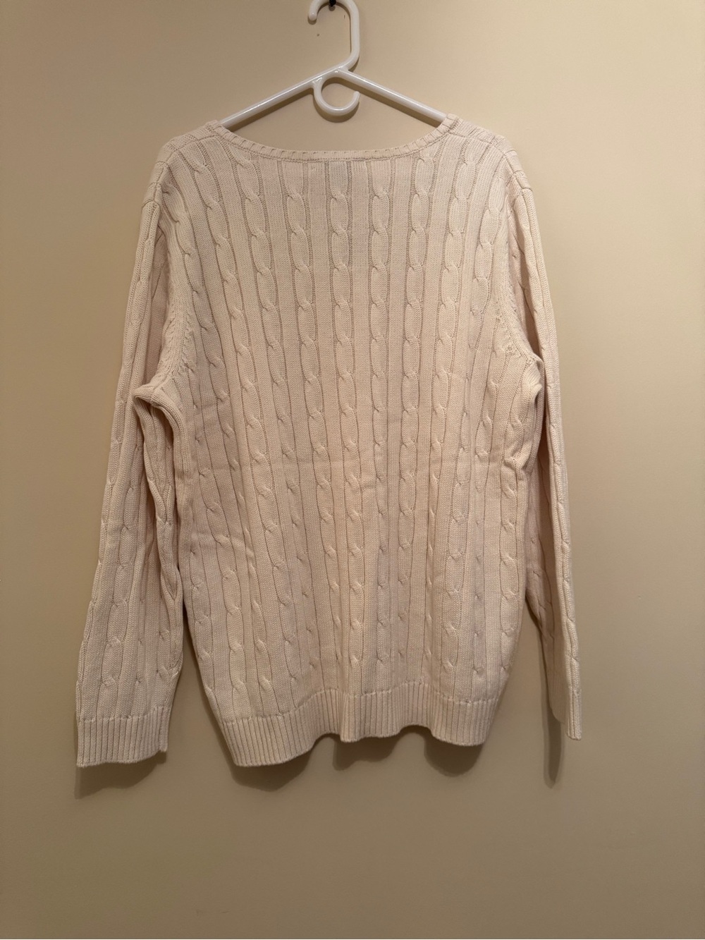 Chaps Cream Cable Knit V-Neck Sweater Plus Size 3X NWT